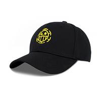 Roffatide Anime One Piece Trafalgar Law Gorra de béisbol Ajustable Amarillo Bordado Algodón Gorra de béisbol para Hombres Mujeres Negro