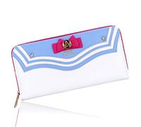 Roffatide Anime Sailor Moon Billetera de Viaje Largo para Las Mujeres de Las Muchachas Zip Alrededor de Embrague Billetera Blanco de Cuero de Imitación Monedero Pasaporte Teléfono Tarjetero Billetera