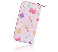 Roffatide Anime Sailor Moon Billetera Mujer Zip Alrededor Embrague Caricatura Viaje Largo Monedero Imitación Pasaporte Teléfono Tarjetero