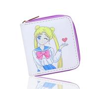 Roffatide Anime Sailor Moon Billeteras Mujeres de imitación de Cuero Monedero Carteras Slim Bi-Fold de Viaje Cartera Blanco
