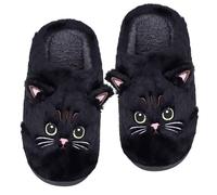 Roffatide Anime Sailor Moon Lindo Luna Cat Fuzzy Slippers Zapatillas de estar por casa Pantuflas de felpa con suela de goma Negro 37-38