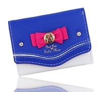 Roffatide Anime Sailor Moon Tri-Fold Billeteras para Niñas Mujeres Piel de imitación Slim Billetera Pequeño Viaje Azul Billetera con Ventana de identificación