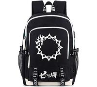 Roffatide Anime The Seven Deadly Sins Mochila Luminosa Estampada Mochila para Portátil con Puerto de Carga USB y Puerto Auriculares Negro