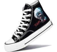 Roffatide Anime Tokyo Ghoul Zapatillas Altas de Lona Zapatos Planos Estampados Zapatos de Skate con Cordones Talla Unisex Negro 37