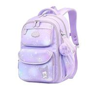 Roffatide Bolso escolar grande con múltiples bolsillos refrigerador puerta mochila para niños con colgante de peluche