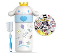 Roffatide Cartoon canela botella de agua térmica femenina taza de aislamiento al vacío botella de agua de acero inoxidable regalo de niña encantadora, (1 cepillo + 51 pegatinas)