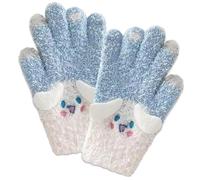 Roffatide Cartoon canela térmica guantes inexistentes cálidos guantes de peluche de dedo completo guantes azules para niños y niñas al aire libre en invierno