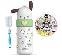 Roffatide Cartoon pochacco botella de agua térmica femenina taza térmica al vacío botella de agua de acero inoxidable regalo de niña encantadora, puede mantener la bebida (1 cepillo + 51 pegatinas)