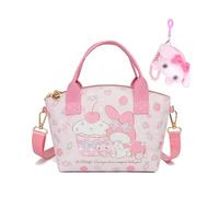 Roffatide Kawaii Cartoon Bolso para Mujeres con Colgante de Peluche Suave Cuero PU Mini Crossbody Ligero Hombro Bolsa para Citas Uso Diario Rosa A