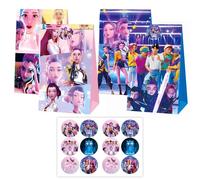Roffatide Kpop 12Pcs Bolsas de regalo Cazadores de demonios Bolsas de dulces Gooddie con hojas de pegatinas Suministros de fiesta Decoración de cumpleaños para niñas Niños Estilo A