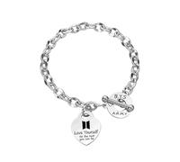 Roffatide KPOP BTS Merch Pulsera para Army con charm de corazón grabado Pulsera de acero inoxidable Regalo para mujeres y niñas