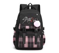 Roffatide KPOP Stray Kids bolso de escuela nuevo semestre mochila para niños niñas de gran capacidad Bolso de material escolar para senderismo Viajes Negro A