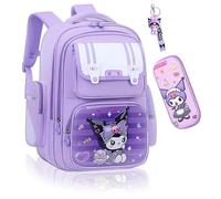 Roffatide La mochila de raffitide Animation kuromi kawaii, con el lindo llavero de kuromi, la estética del viaje de dibujos animados, la bolsa de regalo del nuevo semestre (llavero + billetera)