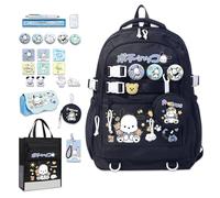 Roffatide Mochilas de Animation pochacco kawaii, con 12 accesorios, bolsos de regalo para el nuevo semestre de estética de viajes de dibujos animados, mochilas de ordenador portátil antirrobo con