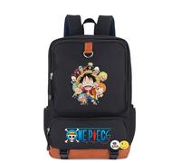 Roffatide One Piece Backpack 18L Mochila Escuela Anime para Niñas Niños Bolso de libros universidad Bolso de escuela Mochila de viaje luminosa para ordenador portátil de 15,6'' negra