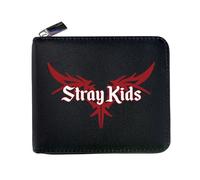 Roffatide Stray Kids Merch Cartera para Stay SKZ de Cuero PU con Cremallera, Unisex, Tarjetero y Monedero, Regalo para Navidad, Año Nuevo, Invierno, Negro J