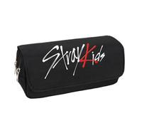 Roffatide Stray Kids Merch Estuche de lápiz para niños niñas Organizador de Pluma de Gran Capacidad SKZ Bolsa de Almacenamiento para la Stay Negro A