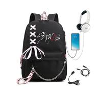 Roffatide Stray Kids Mochila para niñas y niños KPOP SKZ Mochila escolar informal para Stay Negro A