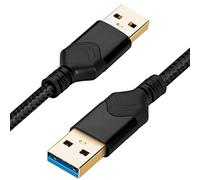ROFICORD Cable USB 3.0 macho a macho, USB A a USB A Cable de datos de alta velocidad compatible con disco duro/refrigerador de portátil/decodificador/reproductor de DVD/TV/cámara y más (1,5M, Negro)