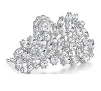ROFIFY Tiara de cristal plateado de la reina para las mujeres estilo princesa Audrey Premium Tiara inspirada en el desayuno en Tiffany's