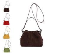 ROFIHOKS Bolso tote vintage de ante para mujer, bolso tipo saco con cordón ajustable, bandolera, bolso de hombro, bolso de uso diario (Brown,One size)