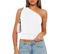 ROFUSSO Camisetas Sin Mangas de Verano para Mujer Sexy One Shoulder T-Shirts Y2K Camiseta Sin Mangas Tendencia Básica Tank Top