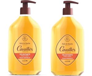 ROGÉ CAVAILLÈS Aceite de ducha aterciopelado nutritivo y protector para pieles secas y sensibles. Con almendra bio y argán. Sin jabón, 83% origen natural. Envase reciclado. Pack 2x750 ml
