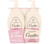 Rogé Cavaillès Extra suave cuidado lavado íntimo lote de 2 x 250 ml | Cuidado de lavado íntimo sin jabón, pH fisiológico, prebióticos y caléndula, uso diario, pack de dos botes de 250 ml