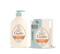 Rogé Cavaillès Gel de Baño y Ducha Bio Macadamia 1L + Recarga 1L - Pieles Secas - Gel Limpiador Sin Jabón para Rostro y Cuerpo, Formato Ecológico Familiar