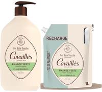 Rogé Cavaillès | Lote de gel de ducha de almendra verde 1 L + recarga ecológica 1 L - Limpiador para pieles secas y sensibles - Hidratación de larga duración - Formato económico y ecológico