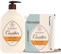 Rogé Cavaillès | Lote de gel de ducha de leche y miel 1L + recarga ecológica 1L - Limpiador sobregrasante nutritivo para pieles secas y sensibles - Hidratación de larga duración - Formato económico y