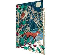 Roger la Borde - Tarjeta de Navidad troquelada, diseño de zorro de cuento de invierno