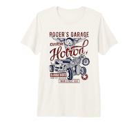 Roger's Garage Hotrod Classic Rides Diseño Envejecido Camiseta Premium