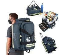 ROGHA Bolsa de Primeros Auxilios,Bolsa médica,Bolsa médica con Ruedas,Mochila de Primeros Auxilios,múltiples Bolsillos y diseño Reflectante,para Servicios de emergencias médicas,policía,Bomberos Blue