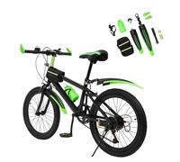 Rogonpdk Bicicleta infantil de montaña 20 pulgadas, 7 velocidades, para niños y niñas, con botella de agua, bolsa de almacenamiento, campana de brújula, bicicleta de acero