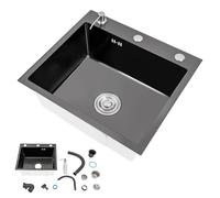 ROGONPDK Fregadero empotrable de acero inoxidable, grifo de cocina con dispensador de jabón, fregadero de cocina, fregadero rectangular, fregadero de cocina moderno, fregadero de acero inoxidable