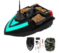 ROGONPDK GPS 3-Köderboxen Angeln Köder Boot, Angeln Boot mit Fernbedienung 500m, GPS Ferngesteuert Futterboot, Nachtangeln Fischköder Köderboot Bait Boat, für große Gewasser