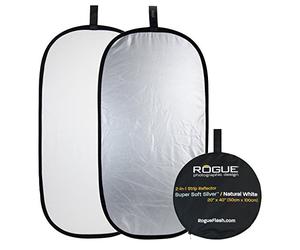 Rogue Reflector Plegable súper Suave 2 en 1 de 20 x 40 Pulgadas, Color Plata/Blanco Natural, ROGUE2040SW