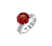ROHCGHC anillo de diamantes, Alianzas de boda moissanita 5 quilates for mujer, corte redondo, color D, anillo diamante VVS1, anillos compromiso verde/amarillo/rosa con certificado(Light Red,9)
