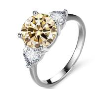 ROHCGHC anillo de diamantes, Anillo de compromiso moissanita VVS1 color D 3ct for mujer, alianza boda plata ley 925, anillo diamante verde/azul/rosa con certificado(Lightyellow,6)