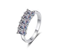 ROHCGHC anillo de diamantes, Anillos de compromiso moissanita 2,5 quilates for mujer, color D, corte esmeralda, plata ley 925, anillos diamantes VVS1, boda promesa