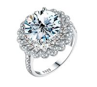 ROHCGHC anillo de diamantes, Anillos de compromiso moissanita blanco/rojo 5 quilates for mujer, color D VVS1, anillos plata ley con diamantes, promesa aniversario, alianzas boda certificado(White,5)