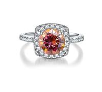 ROHCGHC anillo de diamantes, Anillos de moissanita 2 quilates, color D VVS1, anillos diamantes plata ley 925, boda, promesa aniversario, compromiso for mujeres con certificado(Red,10)