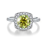 ROHCGHC anillo de diamantes, Anillos de moissanita 2 quilates, color D VVS1, anillos diamantes plata ley 925, boda, promesa aniversario, compromiso for mujeres con certificado(Green,10)