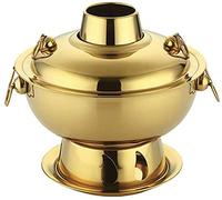 ROHCGHC Olla de Cobre, Olla Caliente Tradicional China, Olla Mongol, de Cobre Puro, Caldera Fuego pequeña carbón Acero Inoxidable(Gold)
