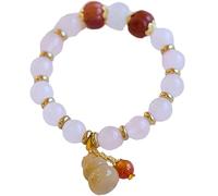 ROHCGHC Pulsera de cuentas de jade, Pulsera de jade con colgante fortuna for mujeres y niñas, pulsera chakras Reiki, cuentas espaciadoras chapadas en oro, piedra natural cristal delicado