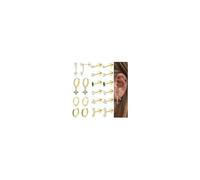 Roheafer 10 Pares Pendientes Mujer, Acero Quirúrgico 316L Hipoalergénico - Set Respaldo Plano para Piercing Múltiple (Cartílago/Helix/Trago) Oro