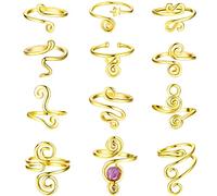 Roheafer 12 Piezas Anillos Para Pies Ajustables Mujer Hipoalergénico Chapados en Oro 14K, Abiertos Apilables Abierto Pie Dedo Anillos, Joyas para Pies de Playa de Verano, Set para Fiestas y Viajes(G)