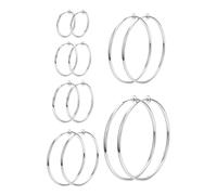 Roheafer 6 pares de pendientes de aro con Clip para mujer, pendientes de aro falsos, juego de pendientes de aro de primavera para orejas no perforadas, joyería de 6 tamaños