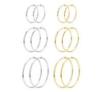 Roheafer 6 pares de pendientes de aro con Clip para mujer, pendientes de aro falsos, juego de pendientes de aro de primavera para orejas no perforadas, joyería de 6 tamaños